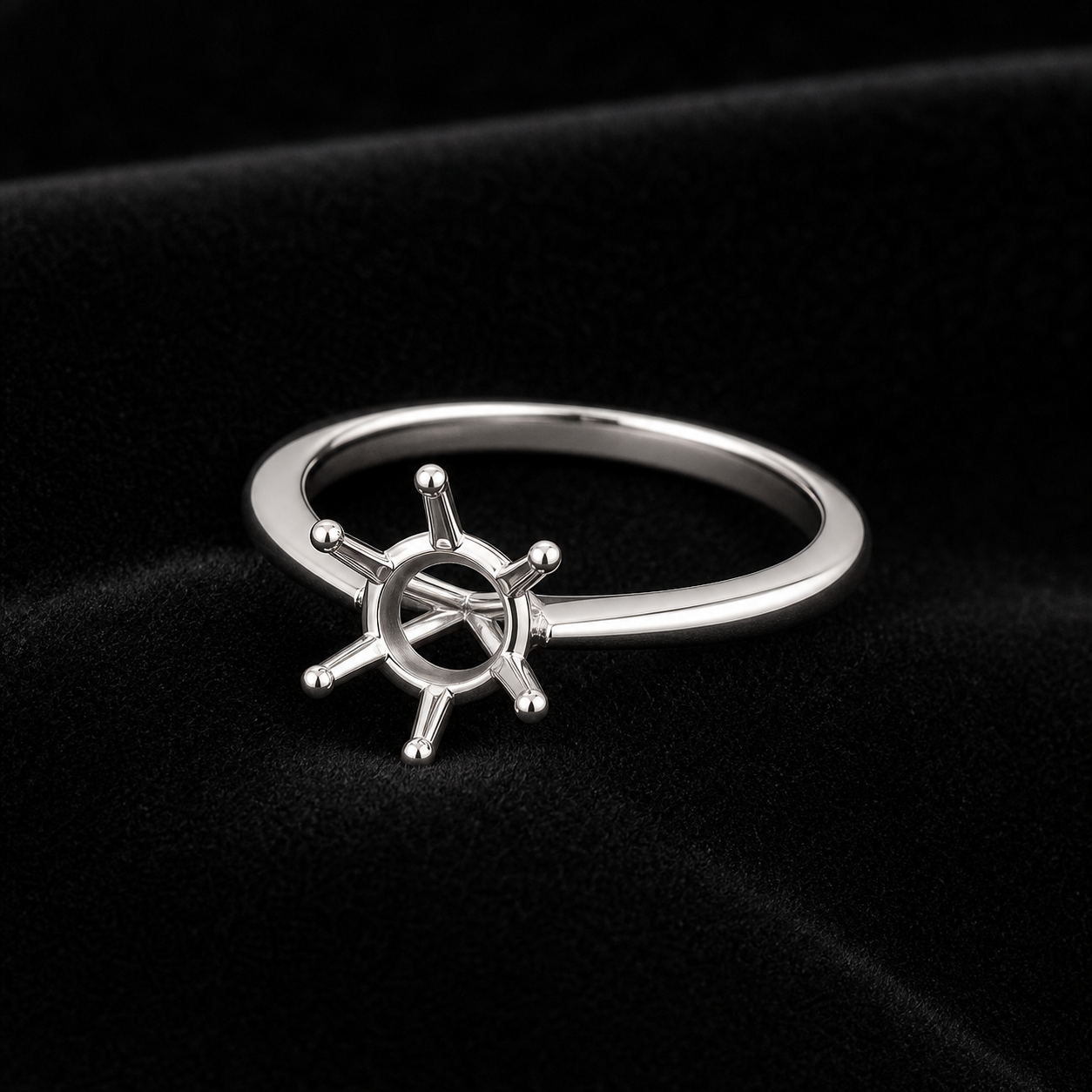 Blacknest Vault solitaire engagement ring setting in solid white gold or platinum