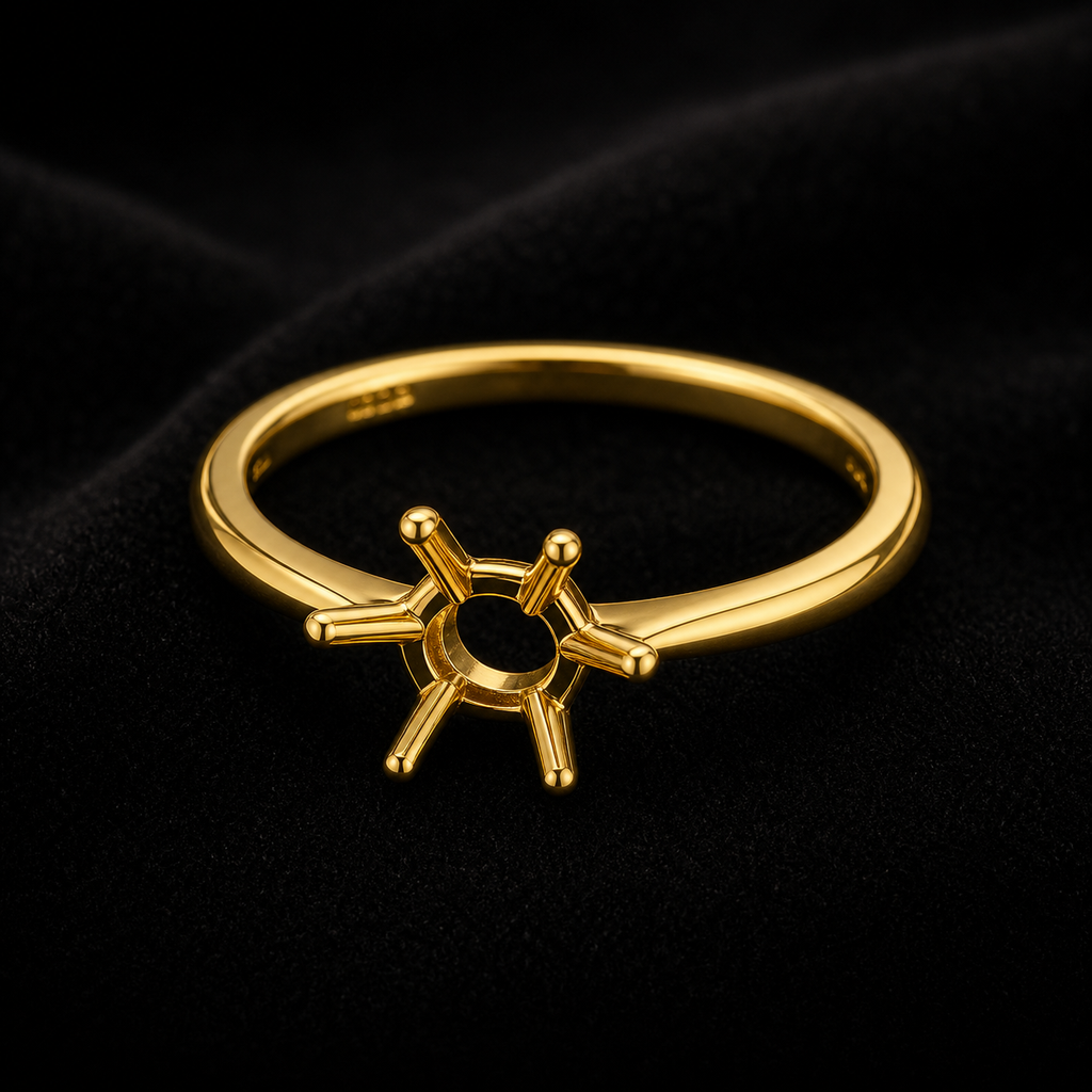 Blacknest Vault solitaire engagement ring setting in solid yellow gold